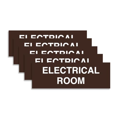 All Quality Basic Electrical Room Sign | Durable Construction | Building Safety - Dark Brown - Medium (5 Pack)