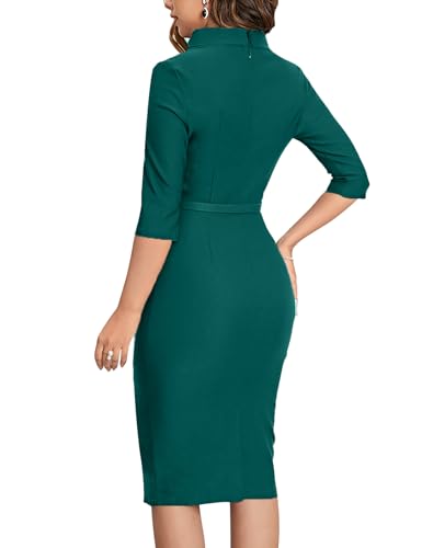 Image of MUXXN Women's 1950s Vintage 3 /4 Sleeve Elegant Collar Cocktail Evening Dress