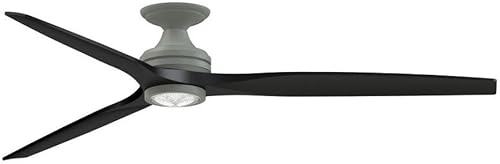 Miniatura 4 de Spitfire - Ventilador de techo empotrado de 3 aspas con kit de luz, 21.08 pulgadas de alto y 72 pulgadas de ancho, acabado de níquel cepillado,