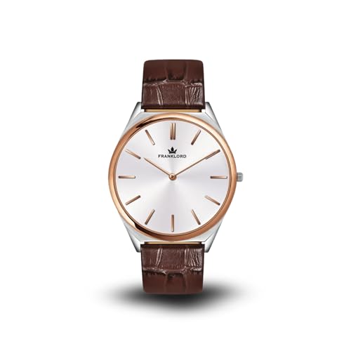 Image of Franklord Ultra-Slim Men's 5 mm Swiss Movement Dress Watch - 40 mm Case, Sapphire Crystal, 316L Stainless Steel with Leather Strap
