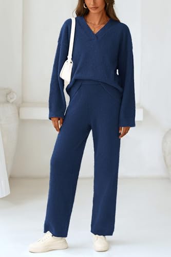 PRETTYGARDEN Lounge Sets for Women Two Piece Sweaters Pajama Set Fall Fashion 2025 Loungewear Outfits Matching Winter Clothes