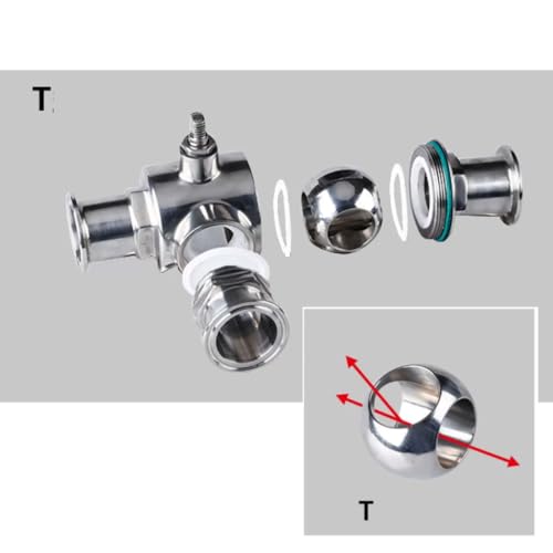 Válvula de bola de 3 vías para solucionar desvíos de caudal en tuberías tipo férula de 19mm 3