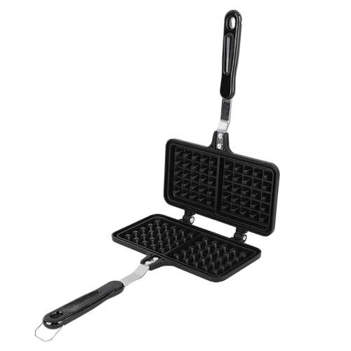 EOJDDPA Sartén para gofres de cocina de aluminio antiadherente de doble cabeza para el desayuno, gofres caseros, para uso interior y