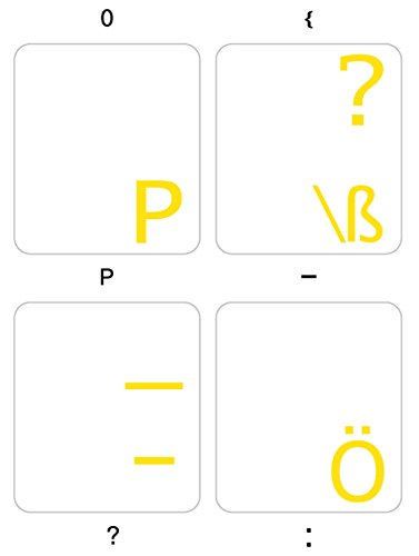 Pegatinas de teclado alemán fondo transparente letras amarillas miniatura 2