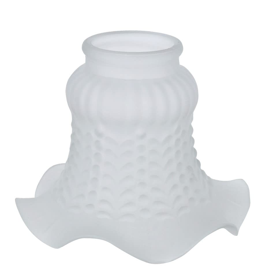 Image of Aspen Creative 23097-4A Transitional Style Replacement Floral Shaped Frosted Glass Shade, 2-1 /8 inch Fitter Size, 4-1 /8 inch Height x 5-1 /8 inch Diameter, 4 Pack