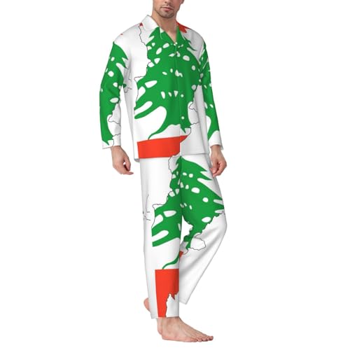 Ensemble de détente imprimé carte Liban pyjama classique doux