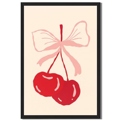 Framed Cherry Poster Canvas Print Art for Spring Decoration Minimalist