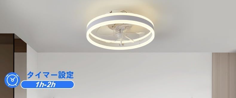 Waraku Market ガイドシーリングファン、3000Kの暖色光から6500Kの白色光まで調整可能、上部にRGB、下部に3色調