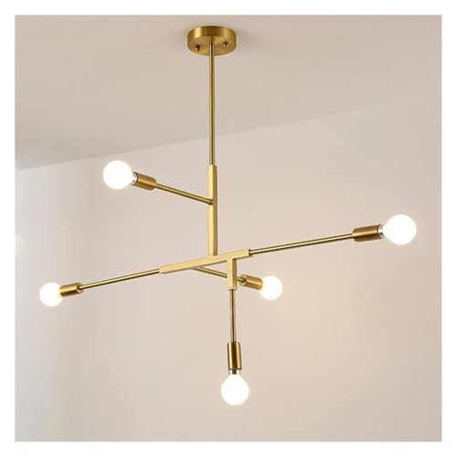 Lustre minimaliste nordique salon luminaire laiton LED suspendu