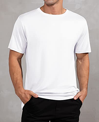 QUALFORT Mens Bamboo Viscose T Shirts Crewneck Undershirt Soft Breathable Lightweight Tee for Daily Wear3