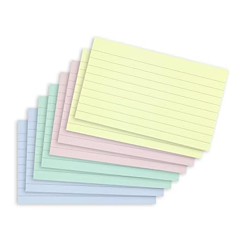 Summit Flash Cards, Revision Cards, 400 Pack Record Cards, 125 x 75 mm Index Cards, Pastel Assorted Colours Cover