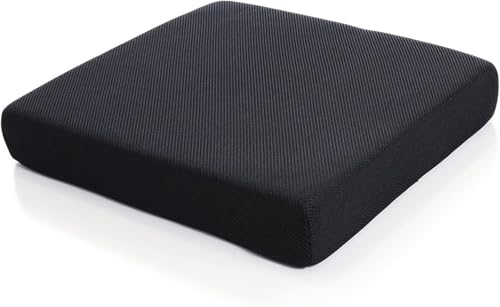 Image of Orthopedic Memory Foam Seat Cushion - Perfect for Office Chair and Wheelchair Seat Pads for Office, Car, Home, Floor Helps in Back Pain Relief with Mesh Cover (18 inchx18 inchx3 inch Inch) Pack of 1