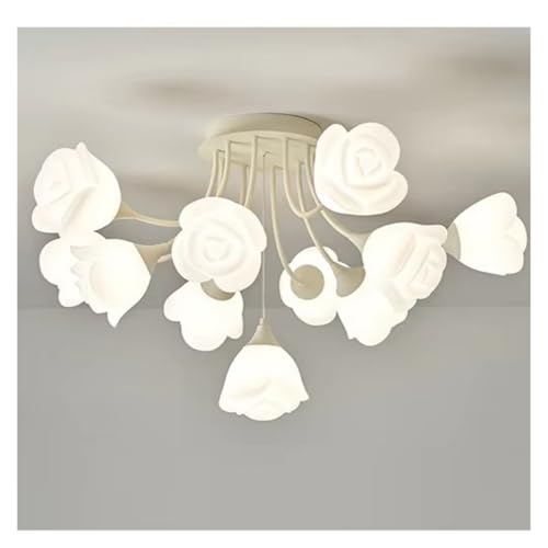 Plafonnier fleurs blanc moderne et lustre réglable pour salon rétro