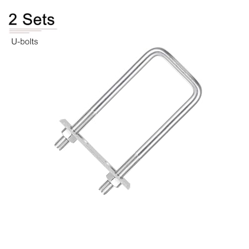 Image of DTGN M10x50x150mm(ThreadxWxL) Square U Bolt - 2Pack - Good for Trailer Pipe Replacement Parts - 304 Stainless Steel U Shape Bolts