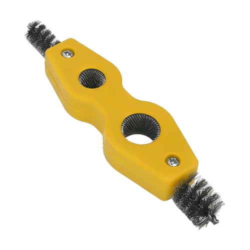 Ywdiml Car Battery Terminal Cleaning Brush, 4 in 1 Vehicle Battery Terminal Clean Steel Wire Heads Brush, Automotive Machine Part Cleaning Tool, Universal for SUV RV Lorry (Yellow)