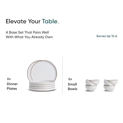 Image of Shay Ceramic Modern Dinner Set, 12 Pcs, White | Crockery Set | Ceramic Dinner Set | Matte Finish (Japandi Dinner Set - White, 12 Piece)