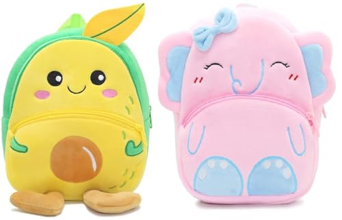Image of blue tree Cute Boy's and Girl's Plush Bag Medium Quality Full Embroidery Designs Mini Travel Backpack Mango (Mango-Pink Elephant)