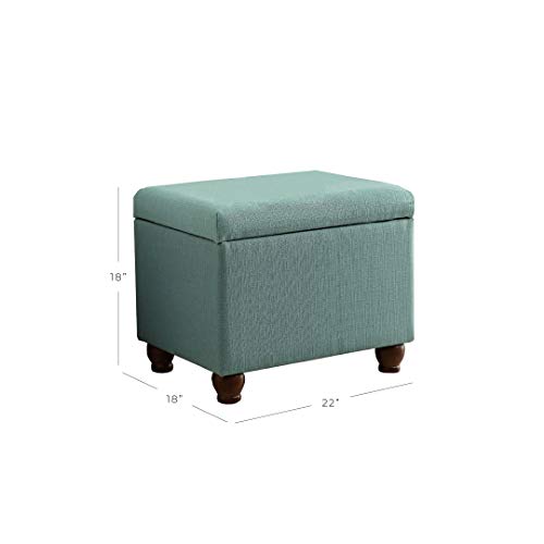 Homepop-Home-Decor-Upholstered-MediumRectangular-Storage-Ottoman-Hinged-Lid-Ottoman-with-Storage-for-Living-Room-Bedroom-Aqua-Linen Homepop Home Decor Upholstered MediumRectangular Storage Ottoman Hinged Lid Ottoman with Storage for Living Room Bedroom Aqua Linen