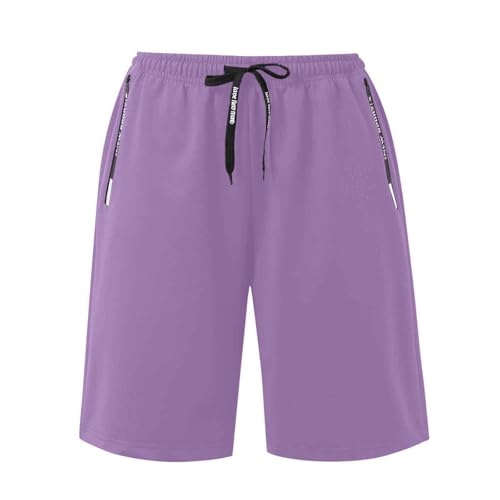 Women's High Waist Casual Pants Summer Pure Color Tied Belt Comfortable Daily Wear Stretchy Lightweight (Purple, XXL)