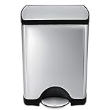 simplehuman 30 Liter / 8 Gallon Stainless Steel Rectangular Kitchen Step Trash Can, Brushed Stainless Steel