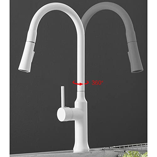 Pommeau de douche extractible pour mitigeur de cuisine blanc double mode