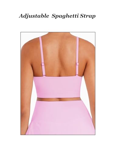Image of Sunzel Adjustable Straps Sports Bra Padded Yoga Crop Top Light Support | Buttery Soft, Wireless, Adjustable Spaghetti Straps, Removable Pads, Bandeau Bra with Straps, Workout Gym Daily Wear