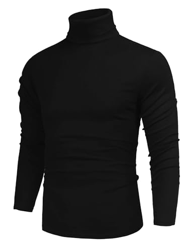 Men's Turtleneck Lightweight Tops Pullover Slim Fit Solid Base Thin Long Sleeve Underwear Tops High Neck Blouse T-Shirt4