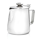 MARKEN QUALITÄT aus dem Hause Kerafactum Kännchen Teekännchen Kaffeekännchen hochglanzpoliert einwandig mit Deckelgriff bruchsicher, aus Edelstahl Befüllt bis komplett oberer Rand = 350 ml