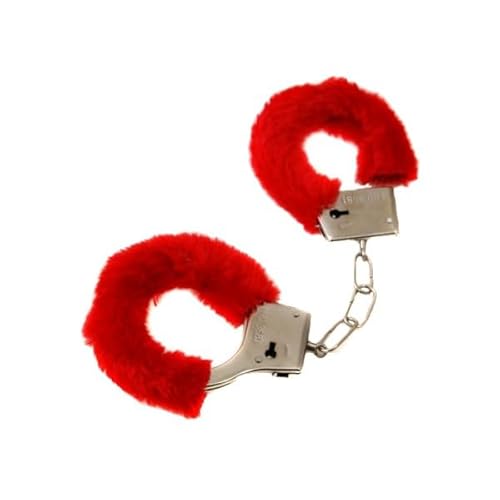 Manette Pelose Rosse con Chiavi, Accessorio per Adulti, Colore Rosso, 150 Grammi