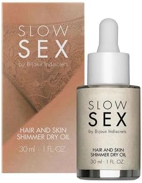 Aceite Seco Iluminador para Cabello y Piel 'Slow Sex' de Bijoux Indiscrets 30ml – Hidratación y Brillo con Aroma a Coco