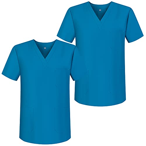 MISEMIYA - Pack*2 - Arbeitskleidung Unisex Spitze Kragen Kurze Medizinische Uniformen Unisex - Ref.817 - XX-Large, Türkis 68