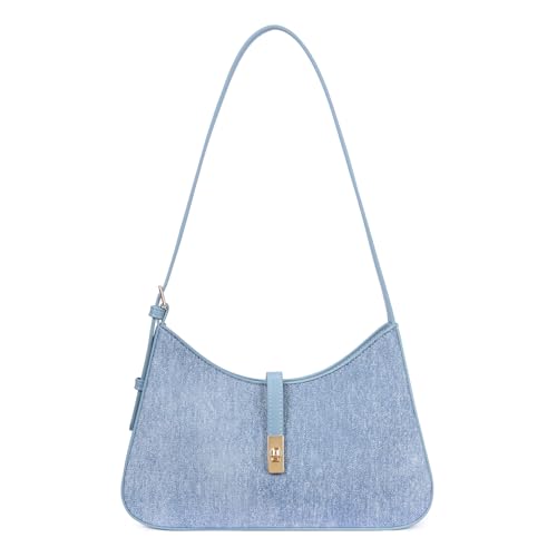 Image of CLUCI Denim Purses for Women, Shoulder Bag, Handbag Hobo Bags Vegan Leather Crossbody Purse with Adjustable Strap