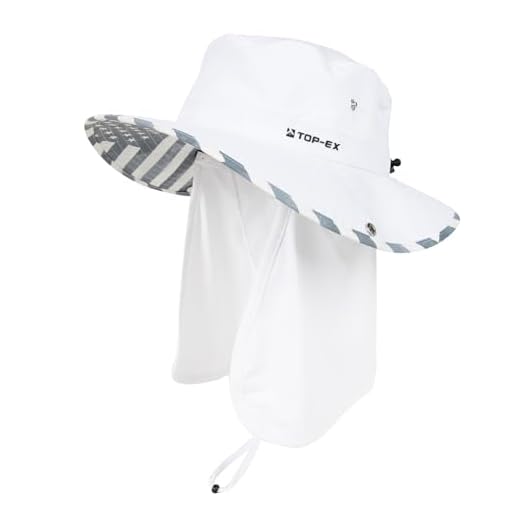 TOP-EX UVCoolix Cooling Sun Hat Unisex UPF 50 Wide Brim Bucket Hat with Detachable Neck Flap for Hiking, Fishing & Big Head Packable White USA Extra Large XL/XXL