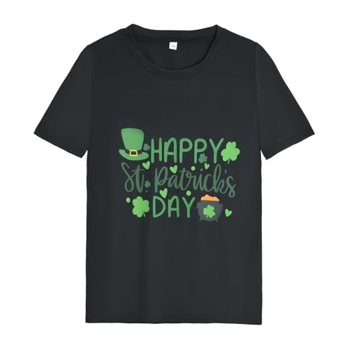 Mud Kingdom Boys St. Patrick's Day T-Shirt Short Sleeve Girls Crewneck Letter Lucky Clover Printing Tee