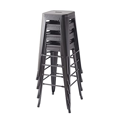Amazon Basics Sturdy Metal Bar Stools 30-Inch Black Set of 4