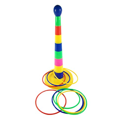 TOYANDONA 16Pcs Toss Ring Game Set Colorful Plastic Sport Hoop Ring Throwing Toys