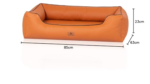 Knuffelwuff orthopädisches Hundebett aus Kunstleder Lovelock M-L 85 x 63cm Rusty - Abnehmbarer Bezug - leicht zu reinigen - für große, mittelgroße und kleine Hunde