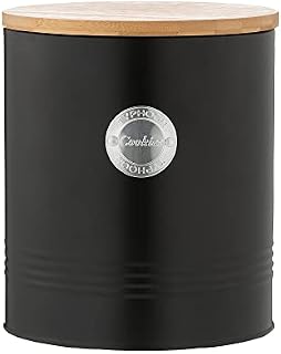 Typhoon Living Storage Utensil Jar Black with Silver Badge Detail | 1.7 Litre Capacity | Perfect for Storing Spatulas, Wooden Spoons & Tools in Your Kitchen, (1400.962)