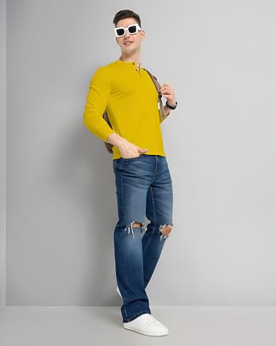 Image of LAZYCHUNKS Luxury Men's Full Sleeve Henley T-Shirt - Soft, Breathable, Stylish (Men's Henley T-Shirt), Great for Party and Casual wear