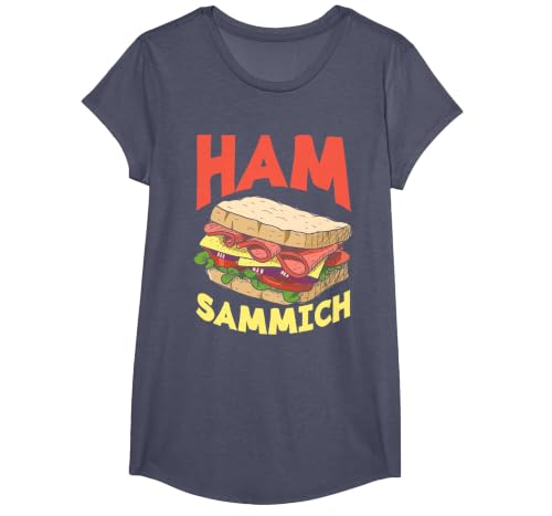 Ham Sammich Ham Sandwich Lover Funny Sandwich T-Shirt, Girls, Heather Blue, Small