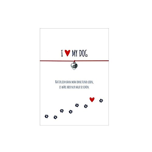 Preisvergleich Produktbild Glücksschmiedin Armband für Hundeliebhaber mit Pfote Anhänger versilbert, elastischem Textilband in rot und liebevoller Karte