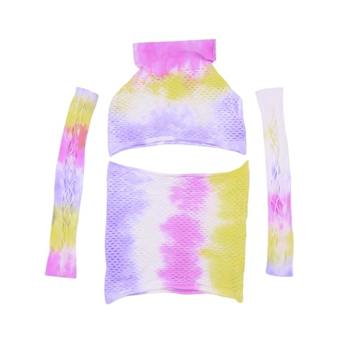 Traje de baño translúcido con rayas arcoíris y efecto Tie Dye 2