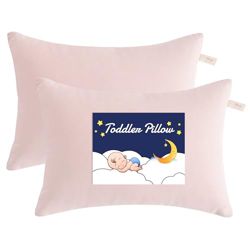 Image of NTBAY Toddler Pillows, Down Alternative 13"x18" Pillows, Machine Washable - Soft and Breathable Travel Small Pillows for Sleeping, Ideal for Daycare, Crib, Cot, Pink