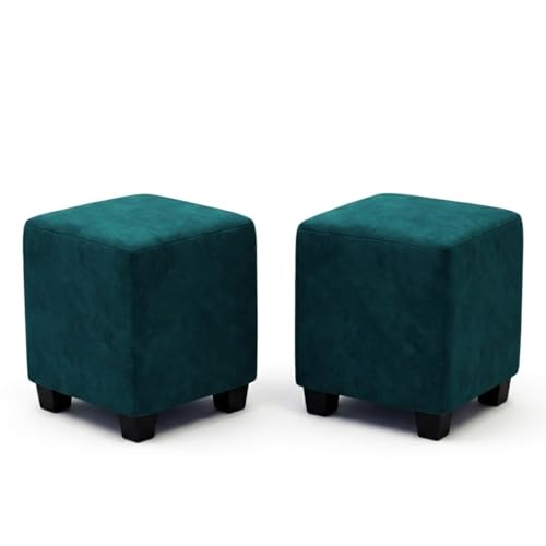 Image of Furny Arvea 8 Seater Fabric LHS L Shape Sofa Set with 1 Centre Table & 2 Puffy (Greenish Teal) | Soft Velvet Fabric | Modern Design | Comfortable Seating | Living Room Furniture