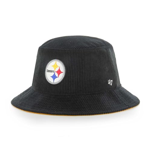 47 Men's Black Pittsburgh Steelers Thick Cord Bucket Hat