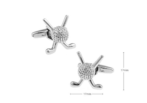 MRCUFF Golf Ball and Clubs Pair Cufflinks in a Presentation Gift Box & Polishing Cloth2