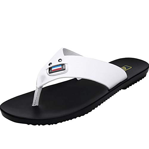 Tongs de plage homme antidérapantes en cuir de vache à fond souple