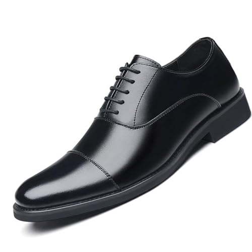 Men’s Leather Oxfords Dress Shoes, Round Toe Lace-up Casual Leather Derby Shoes Wedding Work Office
