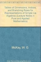 Tables of Dimensions, Indices, and Branching Rules for Representations of Simple Lie Algebras (Lecture Notes in Pure and Applied Mathematics) 0824712277 Book Cover