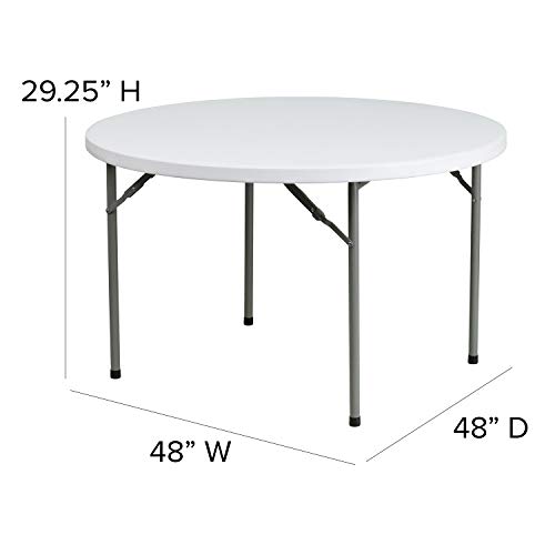 BizChair 4-Foot Round Granite White Plastic Folding Table - Thumbnail 2